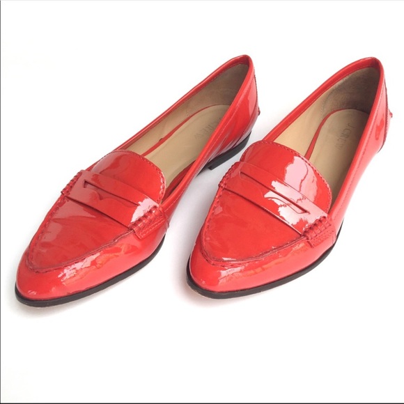 red patent loafers